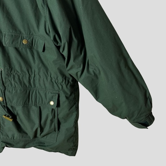 Trader Bay Hooded Down Field Parka Jacket XL Green Vintage Chore Coat 90s - Picture 4 of 10